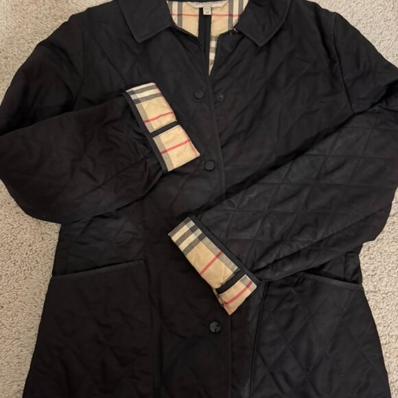 Burberry London Women's Quilted Jacket Black Check Lining XS | Classic Nova Chec - Picture 3 of 6